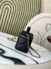 VANITY 17 CAVIAR WITH HANDLE IN BLACK CALFSKIN GOLD HARDWARE