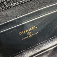 MINI FLAP BAG 14 IN BLACK GRAINED CALFSKIN GOLD HARDWARE