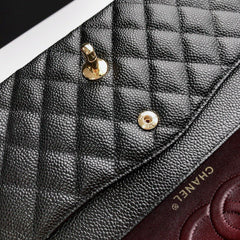 FLAP BAG 25 IN BLACK CAVIAR LEATHER GOLD HARDWARE