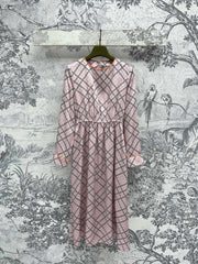 GG Printed Silk Dress Pink Ready To Wear