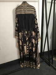 Zimmermann Lllustration Otto Gown Black Beige in Viscose Silk