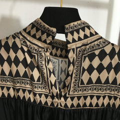 Zimmermann Lllustration Otto Gown Black Beige in Viscose Silk