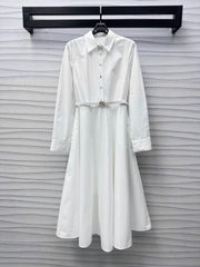 Gucci Midi Dress in White Cotton Poplin