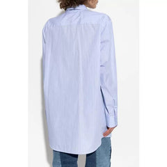 GG SIGNATURE SHIRT IN LIGHT BLUE STRIPE COTTON OVERSIZED FIT