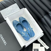 CC FLAT SLINGBACK IN LIGHT BLUE DENIM
