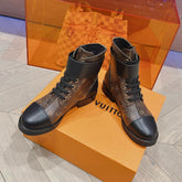 LV BOOTS IN BROWN MONOGRAM CANVAS MIX CALFSKIN