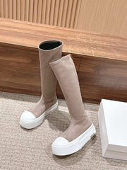 THE ROW HIGH BOOTS IN DARK BEIGE SUEDE