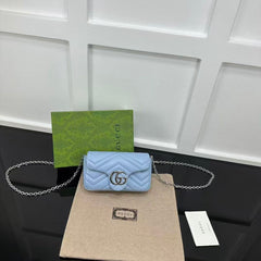 GG MARMONT 16 MINI SHOULDER BAG BLUE CALFSKIN