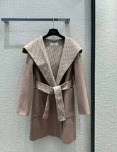 DIOR HOODED COAT IN DARK BEIGE WOOL
