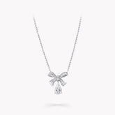 TILDA BOW BAGUETTE CUT SILVER DIAMOND DROP NECKLACE