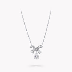 TILDA BOW BAGUETTE CUT SILVER DIAMOND DROP NECKLACE