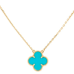 CLOVER MEDIUM TURQUOISE GOLD NECKLACE
