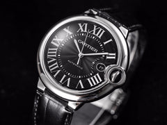 BALLON BLEU 42 BLACK DIAL LEATHER BRACELET