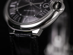 BALLON BLEU 42 BLACK DIAL LEATHER BRACELET