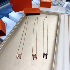 POP H NECKLACE WHITE PENDANT GOLD HARDWARE