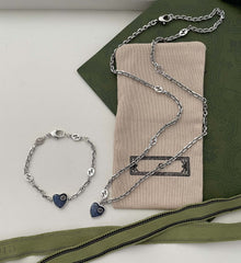 GG HEARTS STERLING SILVER BLUE ENAMEL PENDANT NECKLACE