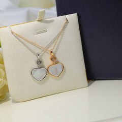 HAPPY HEART WHITE MOP NECKLACE SILVER DIAMOND 01