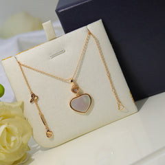 HAPPY HEART WHITE MOP NECKLACE PINK GOLD DIAMOND