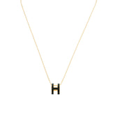 POP H NECKLACE BLACK PENDANT GOLD HARDWARE