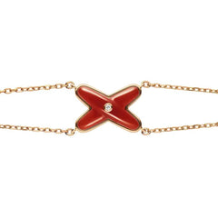 JEUX BRACELET CARNELIAN PINK GOLD 1 DIAMOND