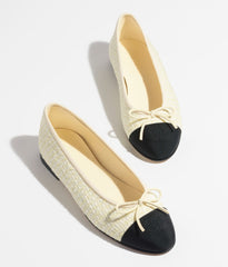 BALLET FLATS LIGHT YELLOW BLACK TWEED
