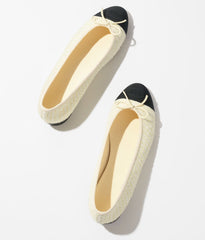 BALLET FLATS LIGHT YELLOW BLACK TWEED