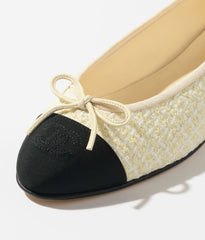 BALLET FLATS LIGHT YELLOW BLACK TWEED