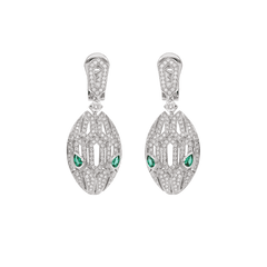 SERPENTI MALACHITE DIAMOND EARRINGS SILVER