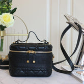 SMALL TRAVEL VANITY CASE BLACK LAMBSKIN