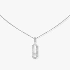 MOVE UNO LM SILVER DIAMOND PAVED NECKLACE