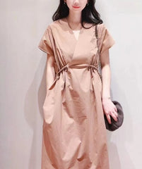 MAX MARA 25S V-NECK SHORT-SLEEVE RAGLAN DRESS 113