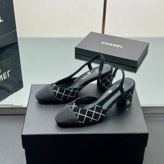 CC SLINGBACK 25S 65 MM IN BLACK SUEDE AND CRYSTALS