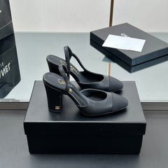 CC HIGH SLINGBACK 25S 90 MM IN BLACK FABRIC MIX LAMBSKIN