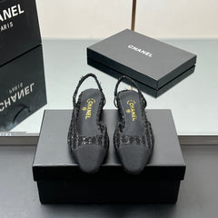 CC SLINGBACK 25S IN BLACK FABRIC AND TWEED SEQUINED