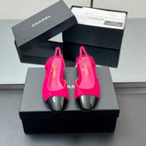 CC PONY HAIR SLINGBACK 25S IN PINK MIX BLACK GLOSSY LEATHER