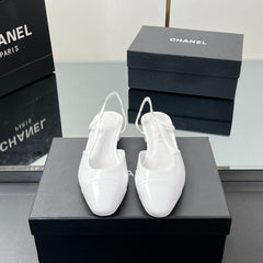CC SLINGBACK 25S 25 MM IN WHITE GLOSSY LEATHER