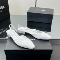 CC SLINGBACK 25S 25 MM IN WHITE GLOSSY LEATHER