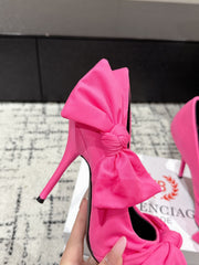 KNIFE KNOT 95MM PUMP IN BRIGHT PINK STRETCH CUPRO AND NYLON JERSEY