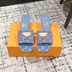 LV CHERRY HIGH HEELS 25S 55 MM IN BLUE DENIM STYLE 6