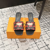 LV CHERRY HIGH HEELS 25S 55 MM IN DARK BROWN MIX BLACK CALFSKIN STYLE 12