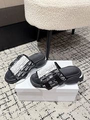 DIOR ADJUSTABLE STRAP SANDALS 25S 50 MM IN BLACK FABRIC MIX CALFSKIN STYLE 4