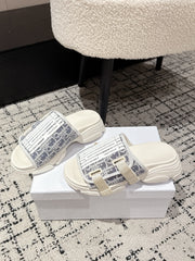 DIOR ADJUSTABLE STRAP SANDALS 25S 50 MM IN CREAM GREY FABRIC MIX WHITE CALFSKIN STYLE 3