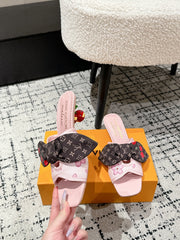 LV CHERRY HIGH HEELS 25S IN PINK CALFSKIN WITH BOW STYLE 17