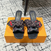 LV CHERRY HIGH HEELS 25S IN BLACK CALFSKIN WITH BOW STYLE 12