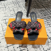 LV CHERRY HIGH HEELS 25S IN DARK BROWN AND BLACK CALFSKIN WITH BOW STYLE 10