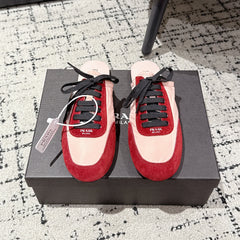 PRADA 25S DEXUN MULE IN RED SUEDE LEATHER
