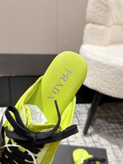 PRADA 25S DEXUN MULE IN LIME GREEN SUEDE LEATHER
