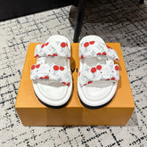 LV MIAMI-STYLE SANDALS 25S IN WHITE FABRIC AND CALFSKIN