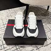 PRADA 25S MEN SNEAKERS LOGO IN WHITE AND BLACK NUBUCK AND CANVAS