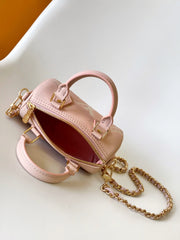 LV 25S NANO SPEEDY BAG 16 IN ROSE AND QUARTZ EMBOSSED GRAINED CALFSKIN